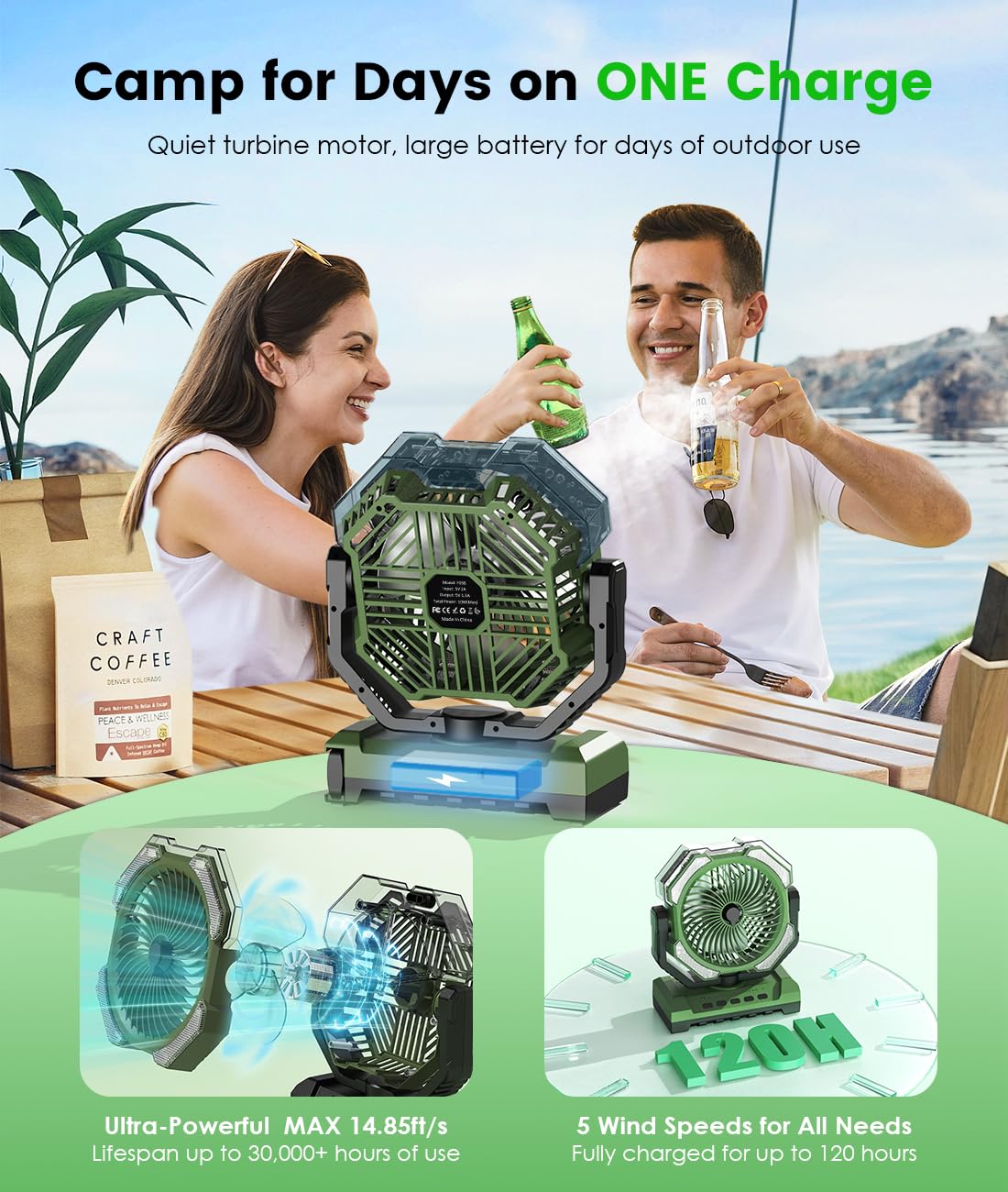 Aopircs Camping Misting Fan remote control handy for quick mode changes