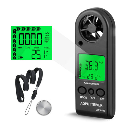 AOPUTTRIVER Anemometer handheld with wind speed readout for sailing and wind sports.