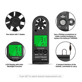AOPUTTRIVER Anemometer backlit display ensures easy readings in low light.
