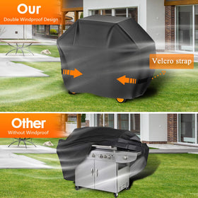 Aoretic grill cover fits Char-Broil, Monument, and Dyna-Glo grills.