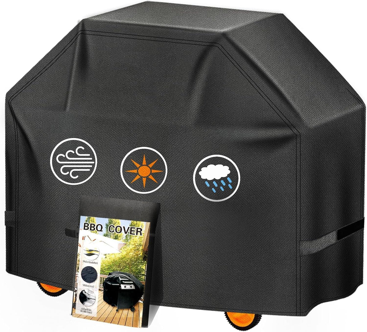 Aoretic grill cover 55inch front view protecting grill from weather and debris.