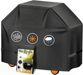 Aoretic grill cover 55inch front view protecting grill from weather and debris.