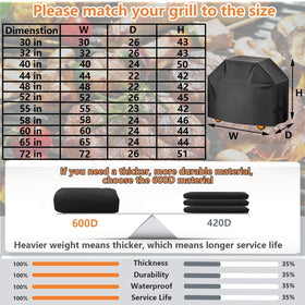 Aoretic grill cover heavy-duty fabric close-up shows thick tear-resistant material.