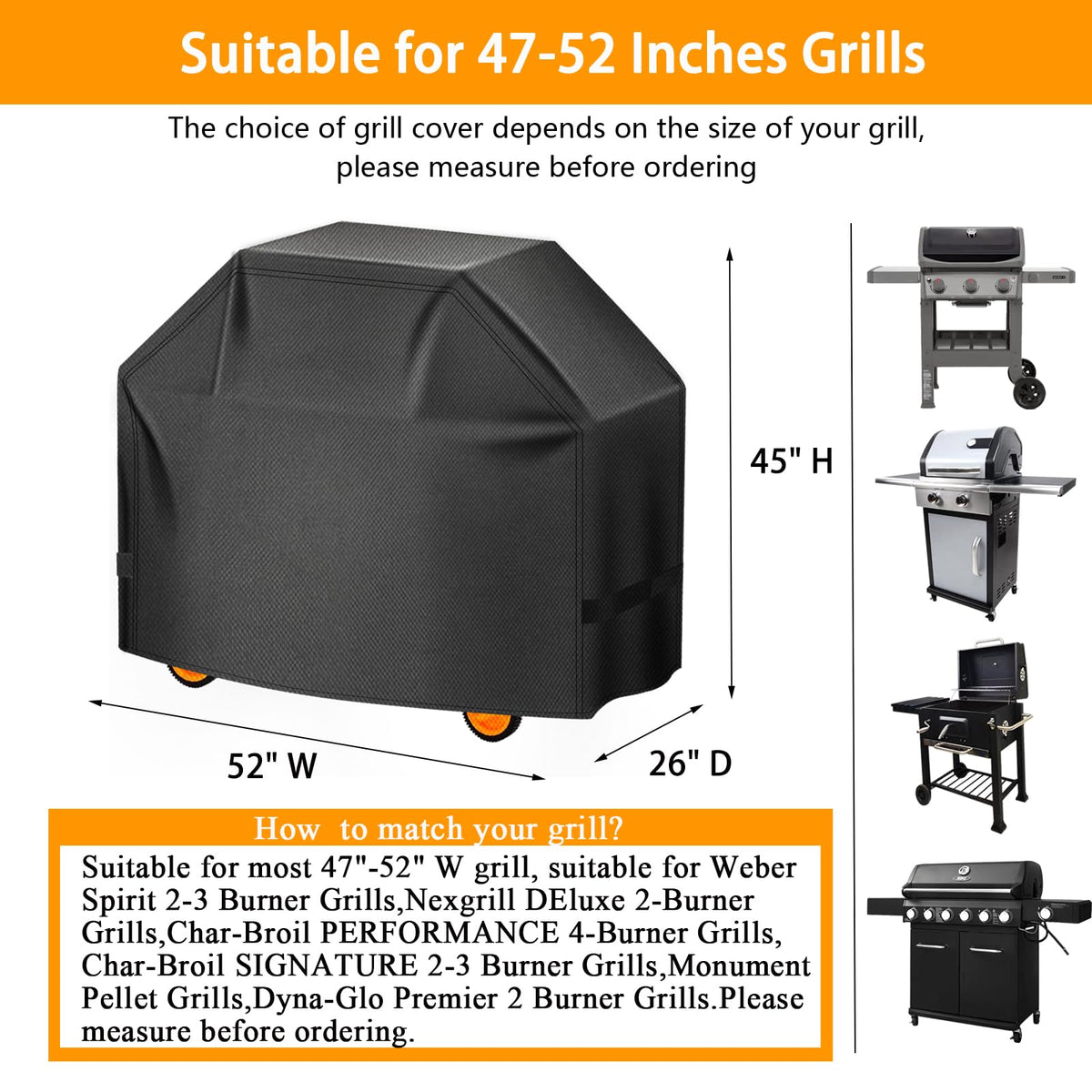 Aoretic heavy-duty fabric grill cover shows thick material for durability