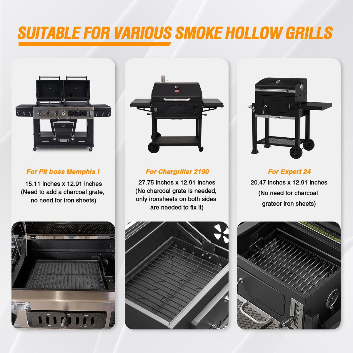 AOREWTGGH PS9900 expandable charcoal tray shown for flexible grill fit