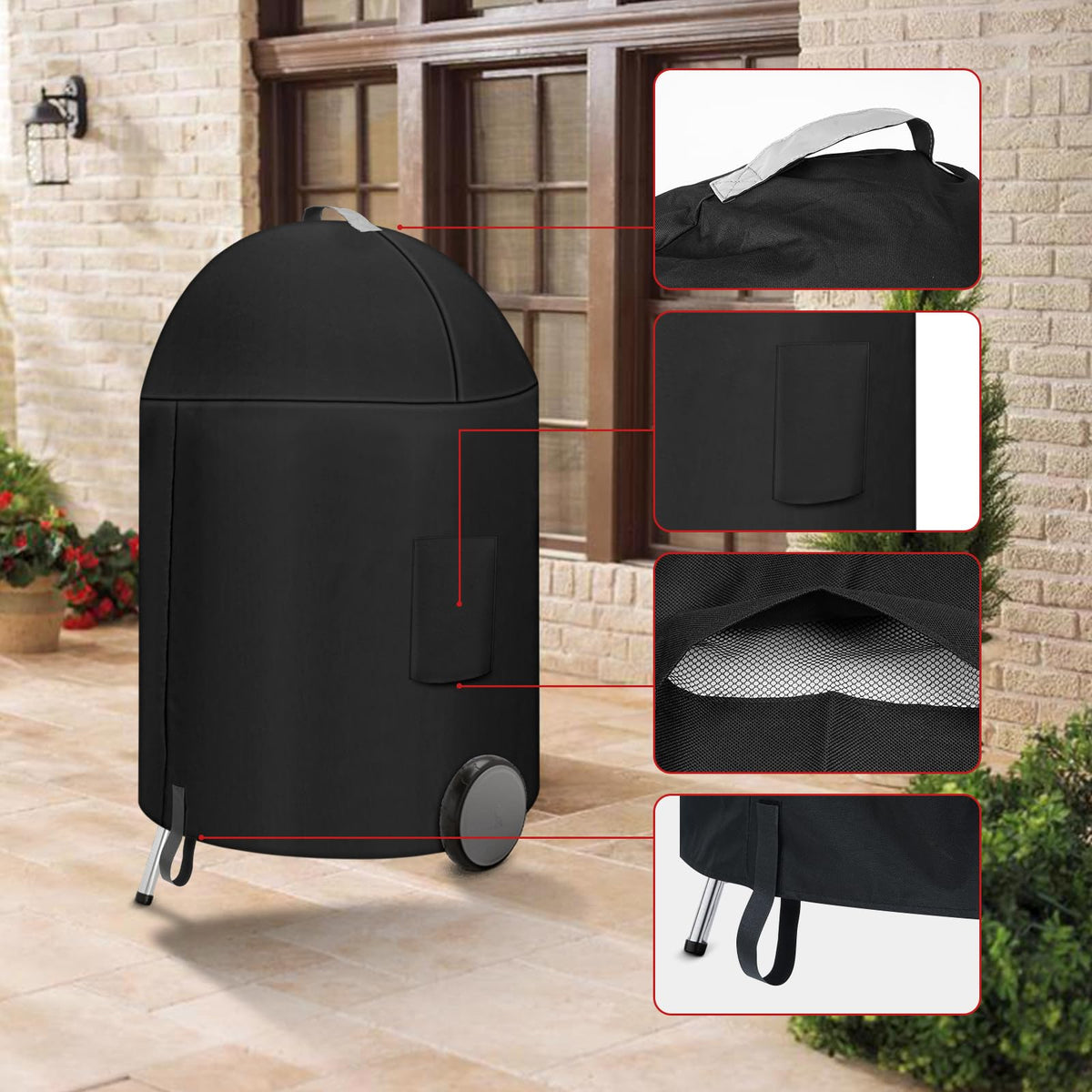 AOREWTGGH Velcro windproof strap secures cover against strong winds.