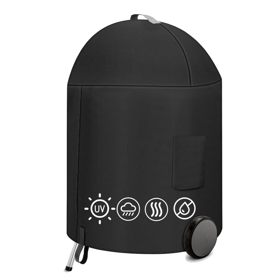 AOREWTGGH Weber Master Touch 22-inch grill cover on grill protecting from rain and sun.