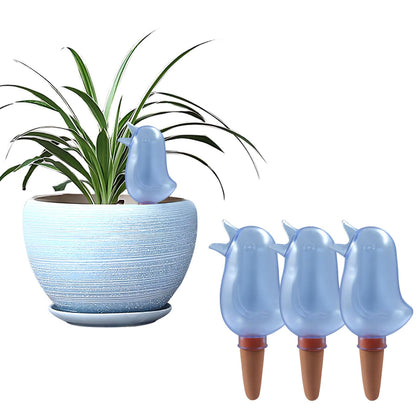 Aoserge bird-shaped spike inserted in soil delivering steady moisture to potted plants.