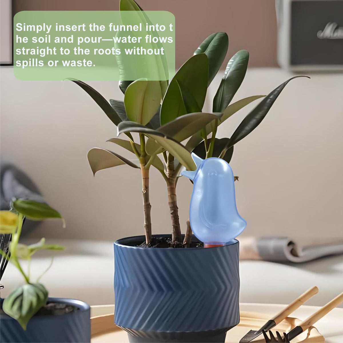Aoserge durable plastic spike with terracotta-style inner release for gradual watering.