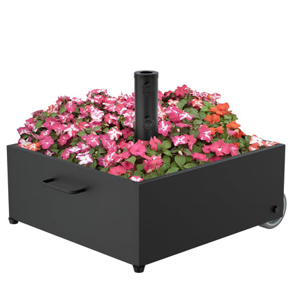 AOSTD heavy-duty umbrella base with wheels enables easy relocation outdoors