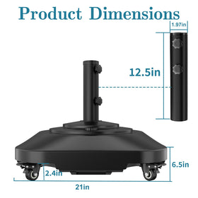 AOSTD umbrella base shows the central swivel wheel for smooth movement.
