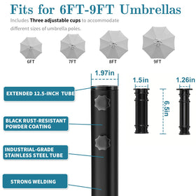 AOSTD fillable stand supports sand or water for stability.