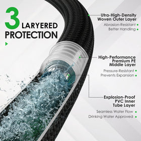 Aotiooy Garden Hose 50ft anti-kink design maintains steady water flow while gardening.
