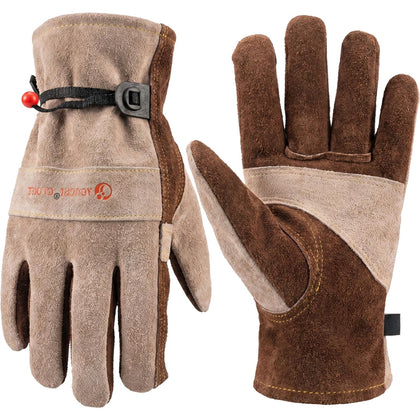 AOUCHI leather gardening gloves with palm reinforcement for durable pruning tasks.