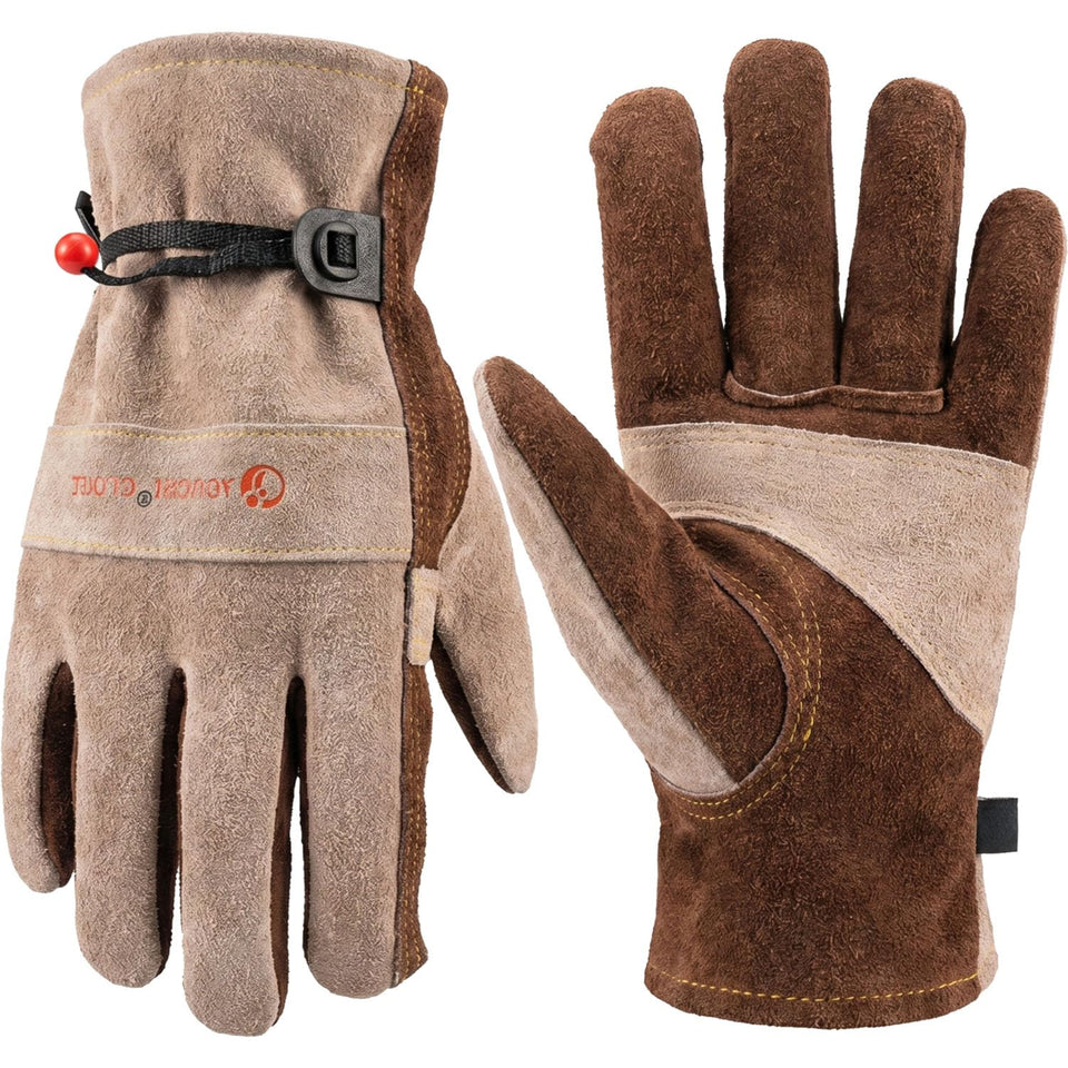 AOUCHI leather gardening gloves with palm reinforcement for durable pruning tasks.