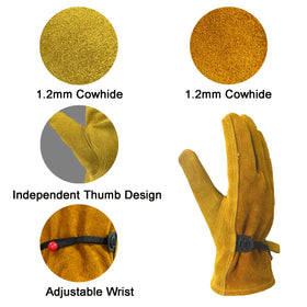 AOUCHI leather work gloves cotton lining interior provides breathable comfort during long gardening tasks.