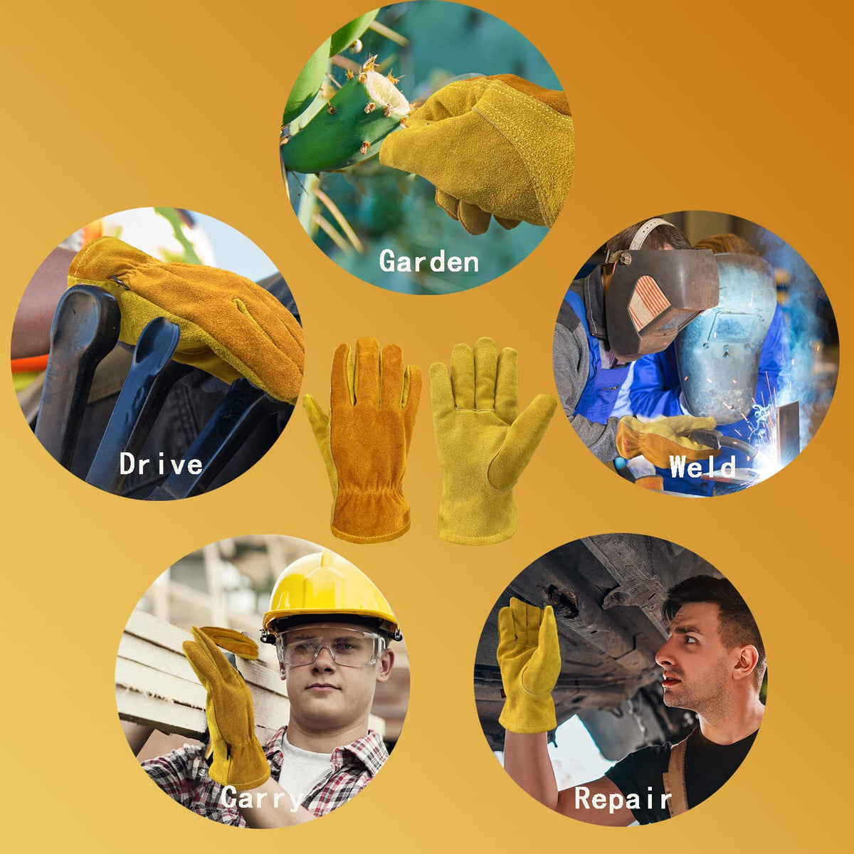 AOUCHI leather work gloves elastic wrist closure ensures easy wear and secure fit.