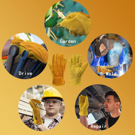 AOUCHI leather work gloves elastic wrist closure ensures easy wear and secure fit.
