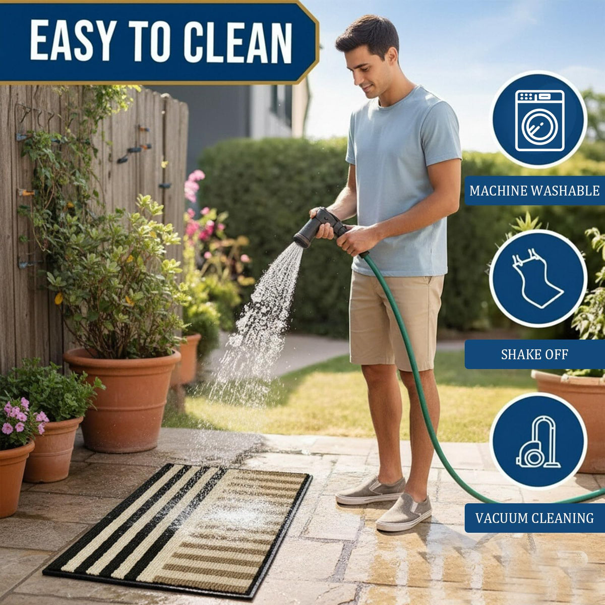 AOUER dust-trap mat captures dirt before it enters the home.
