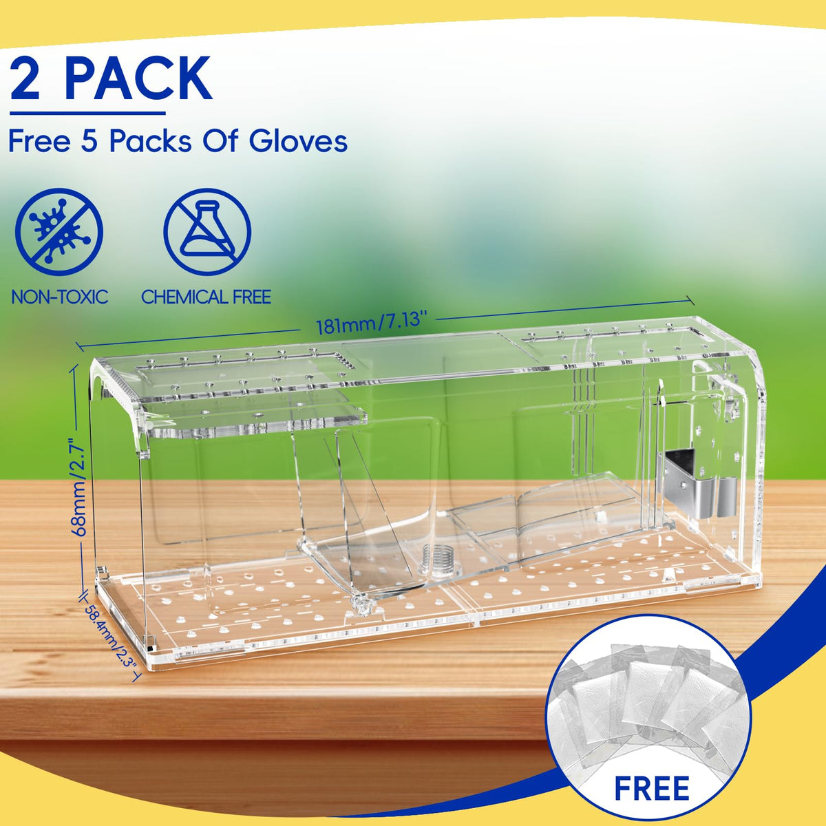 AOVSTOXIC 2-pack no-kill live traps ideal for indoor and outdoor use.