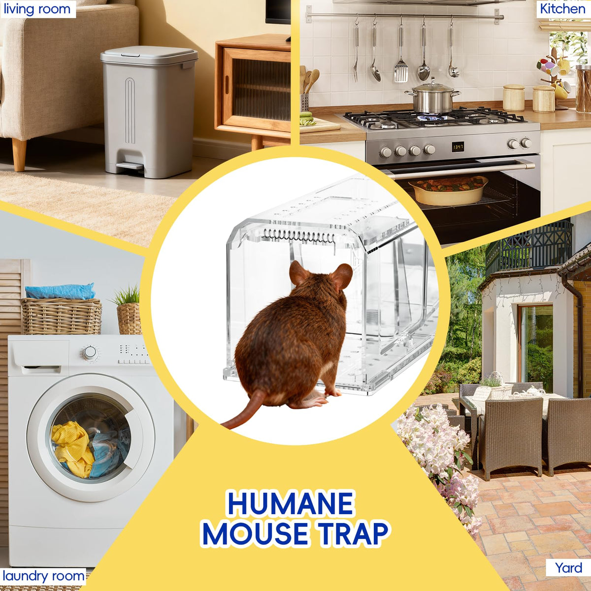 AOVSTOXIC reusable plastic mousetrap demonstrating durability and easy cleaning