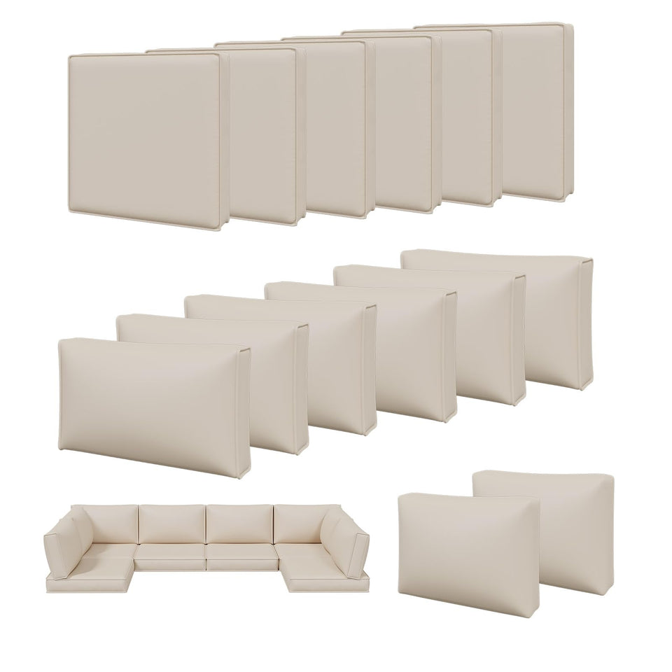 Aoxun 14pc beige patio cushion covers set refreshing outdoor sofa