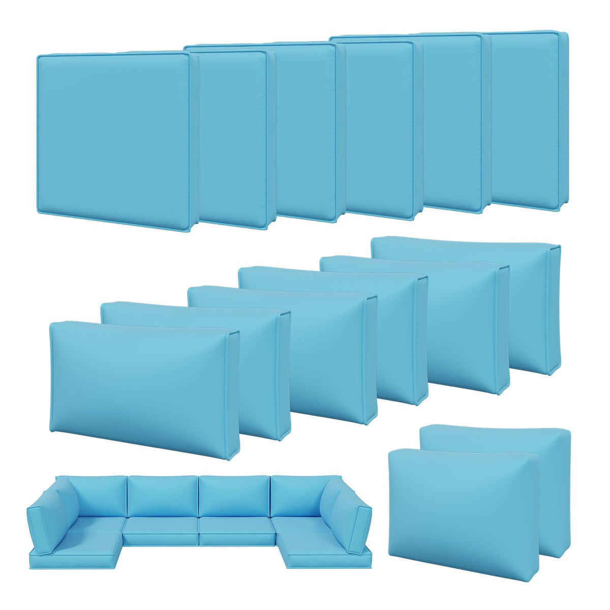 Aoxun sky blue 14-piece cushion covers set for outdoor sofa refresh