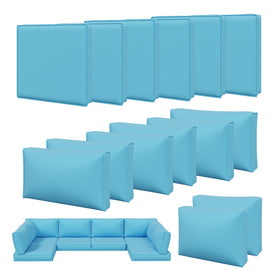 Aoxun sky blue 14-piece cushion covers set for outdoor sofa refresh
