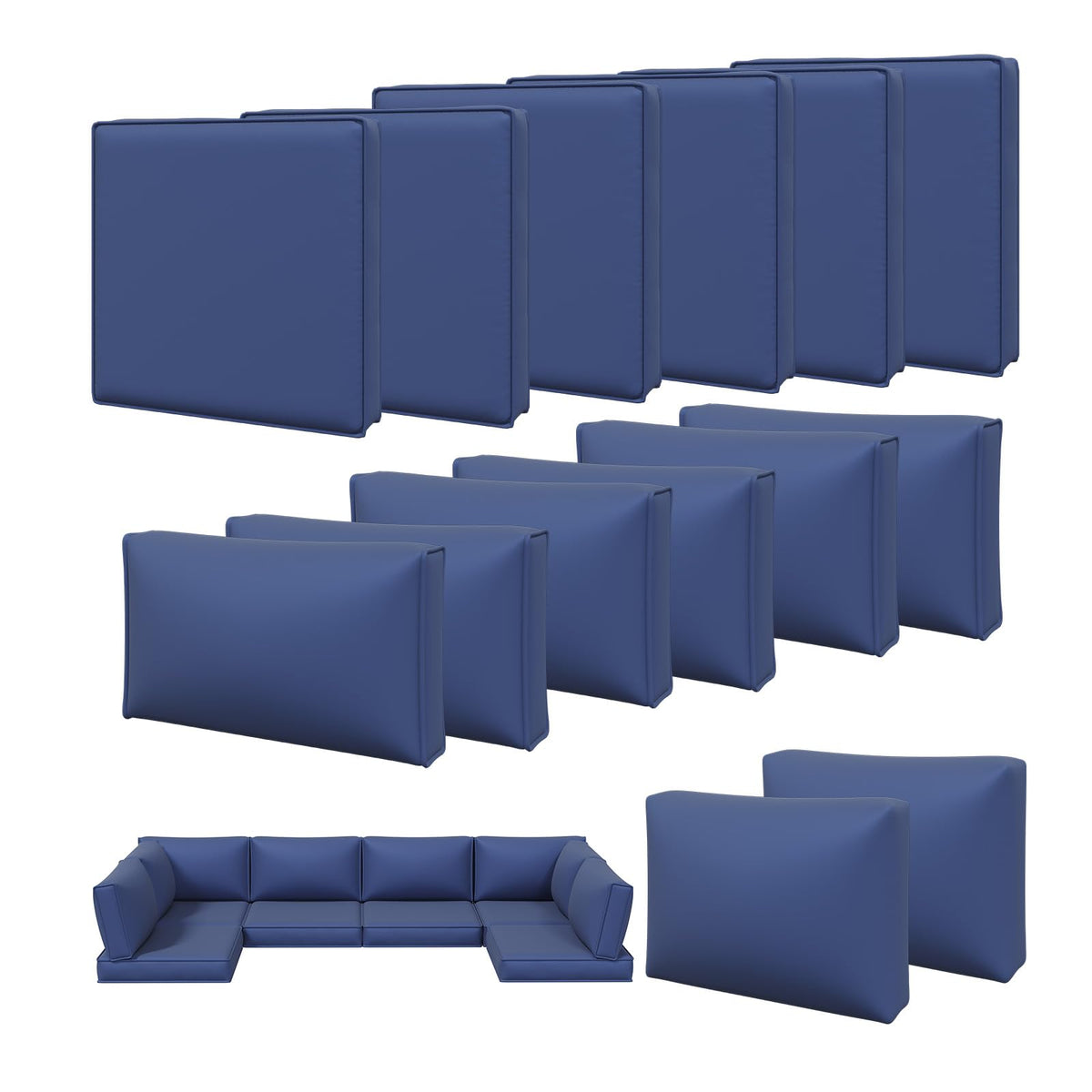 Aoxun 14-piece patio cushion covers pack renews a full outdoor sofa set.