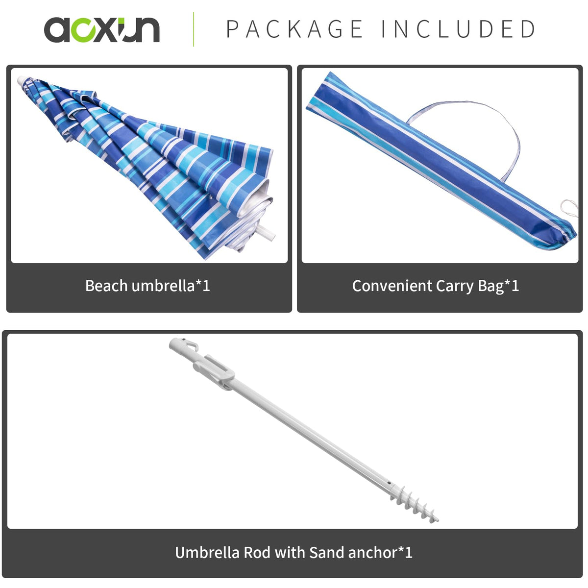Aoxun beach umbrella tilt shade position supports sun tracking