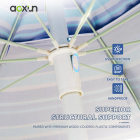 Aoxun beach umbrella wind stability design helps prevent inversion