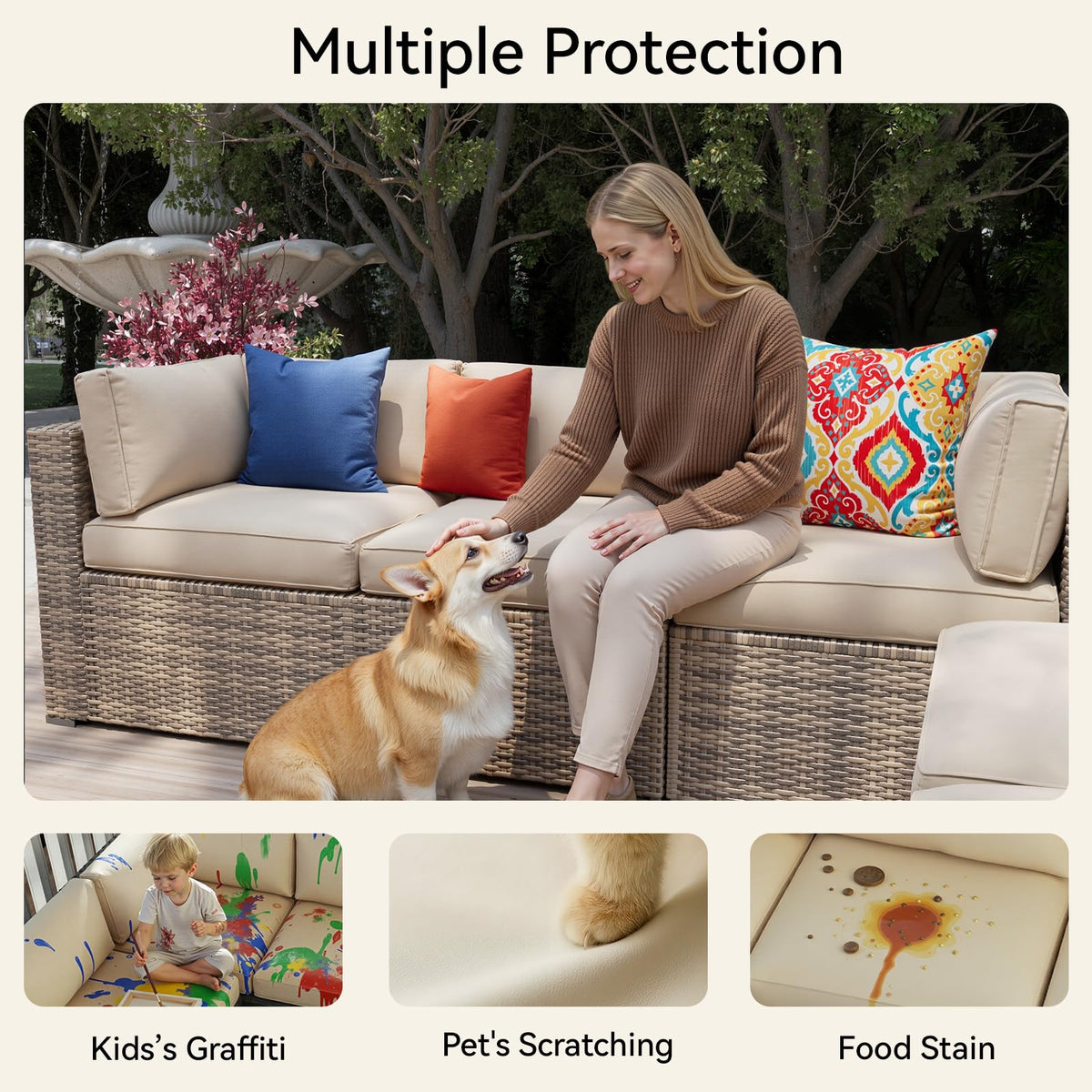 Aoxun non-slip bottom dots keep cushions in place outdoors