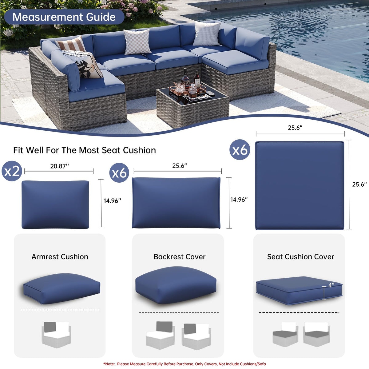 Aoxun seat cushion covers 25-6x25-6x4 provide weatherproof protection for seating.