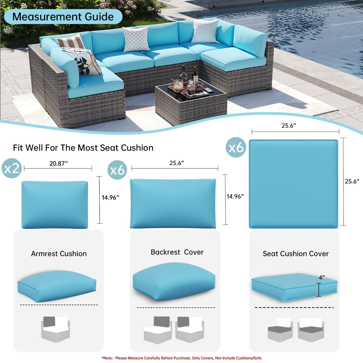 Aoxun weatherproof outdoor cushion covers protect against rain and sun