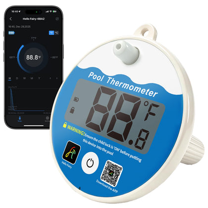Aoycocr Bluetooth pool thermometer inside view for easy indoor temperature checks.