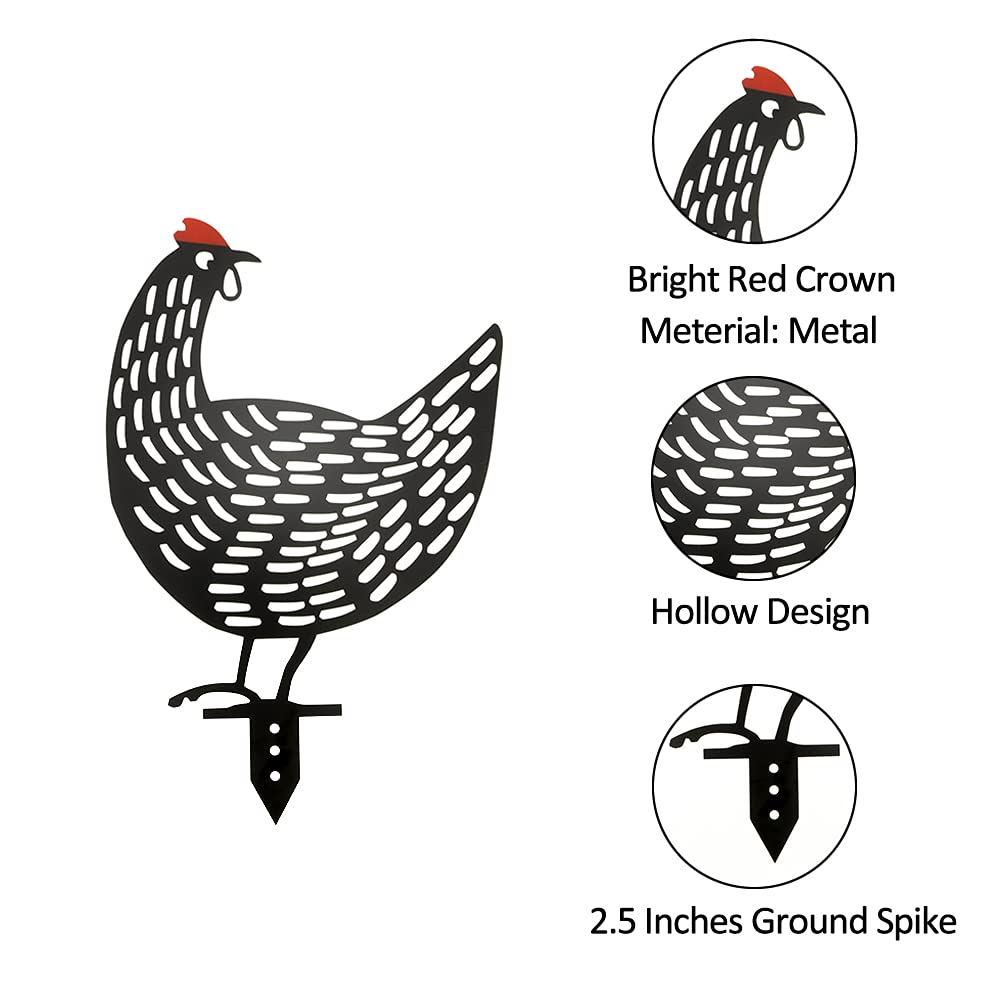 AOZITA rooster yard art silhouette set provides a lively five-piece display