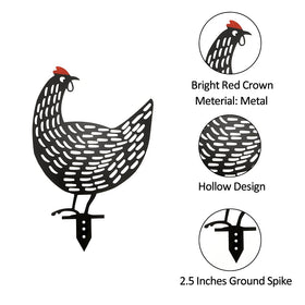 AOZITA rooster yard art silhouette set provides a lively five-piece display