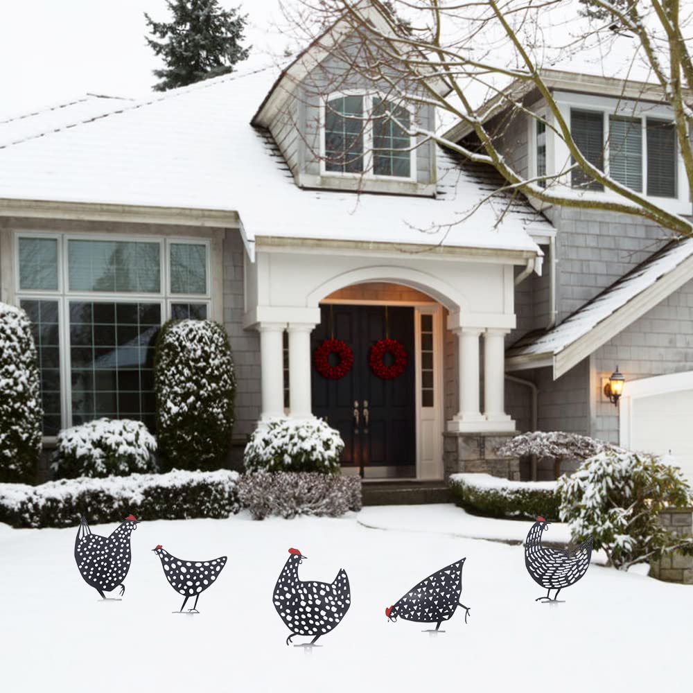 AOZITA rooster yard art silhouette complements rustic, cottage, and modern gardens