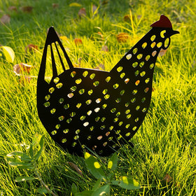 AOZITA rooster yard art silhouette is easy to install along walkways