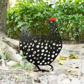 AOZITA rooster yard art silhouette creates subtle shadows as sun moves