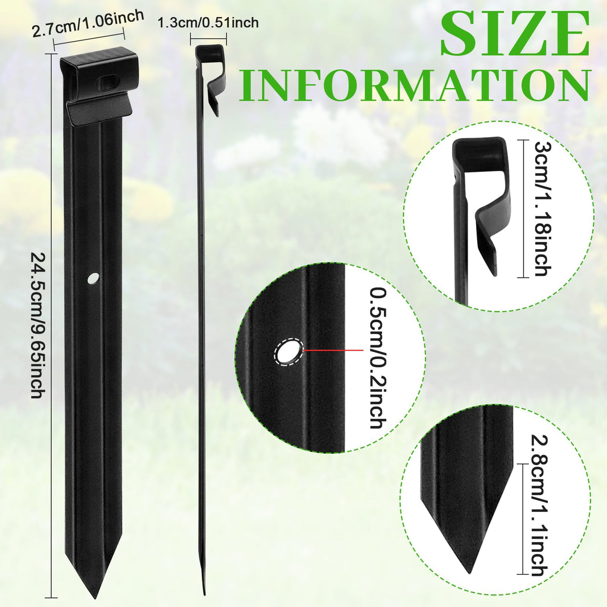 Apaspoil ground spike with plastic panel for secure edging