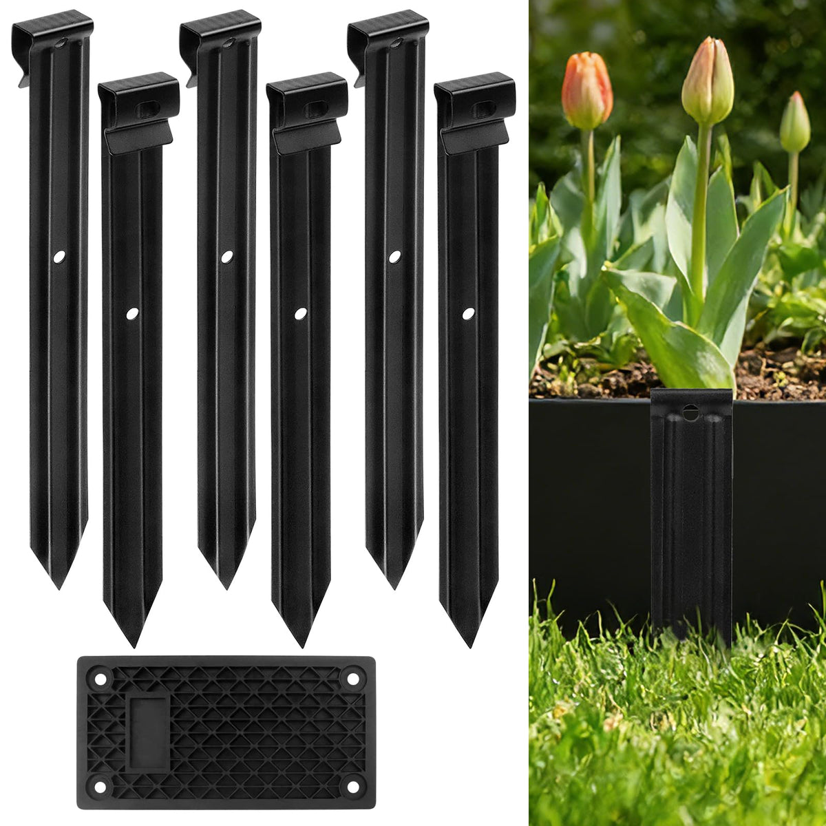Apaspoil metal landscape stake 10-inch in soil for durable edging