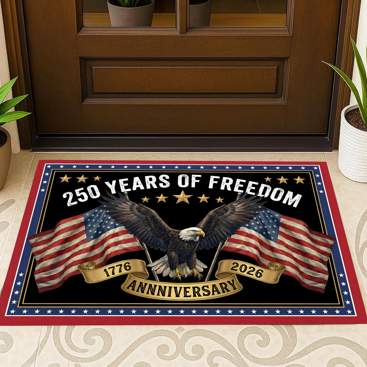 Apear1 America 250th Anniversary doormat with bald eagle and stars for a sturdy entryway.