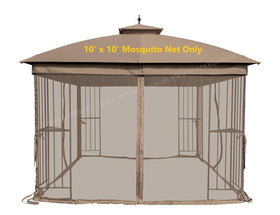 APEX GARDEN 10x10 gazebo mosquito screen tan front view illustrating installation and insect protection