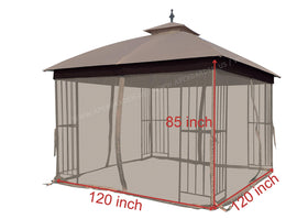 APEX GARDEN mosquito screen tan side view showing integrated zipper access