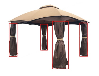 APEX GARDEN brown corner curtains installed on four-pole Lowe's gazebo for privacy.