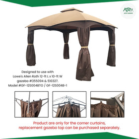 APEX GARDEN corner curtains on gazebo poles with rust protection for metal frames.