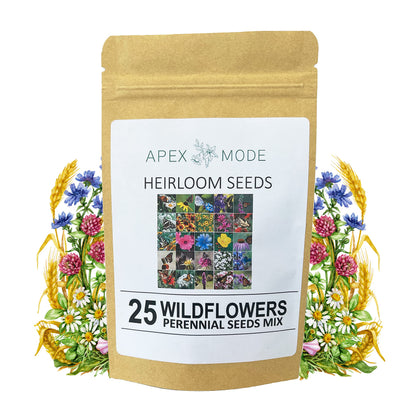 Apexmode perennial wildflower seeds offer 25 varieties for year-round color in your garden