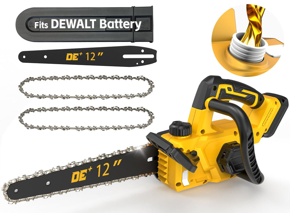 APEXPOWER 12-inch cordless chainsaw with brushless motor for longer runtime and smoother cuts