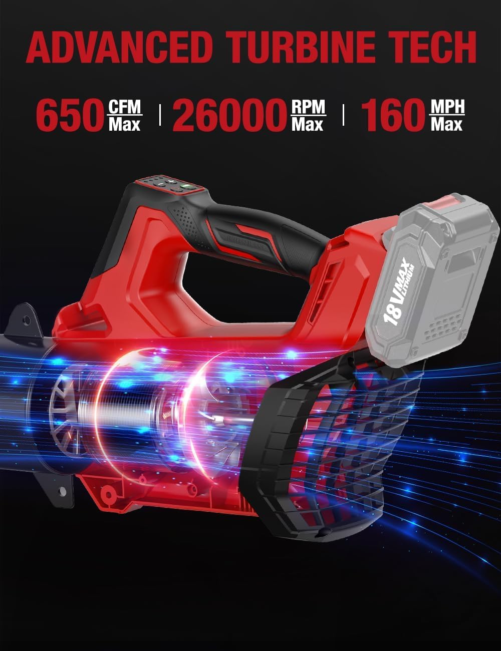 APEXPOWER advanced turbine technology delivers powerful airflow for quick debris clearing.